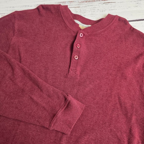 L.L. Bean Other - LL Bean Mens XL Tall Henley Shirt Burgundy Maroon Long Sleeve Waffle Knit Cotton